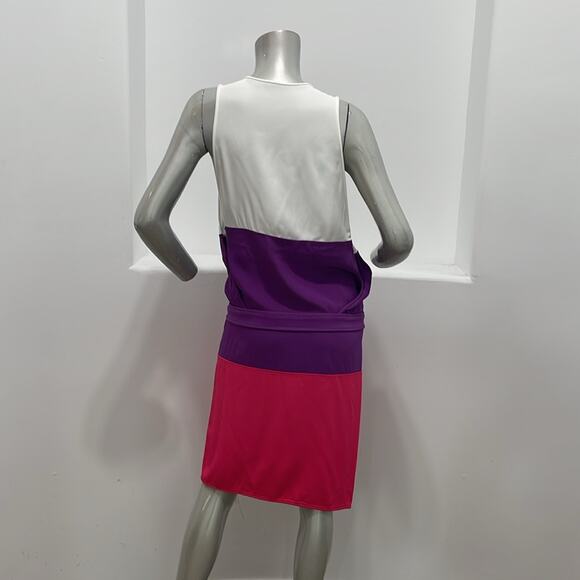 DSQUARED2 Women Color Block Tunic Dress White Purple - Picture 12 of 13